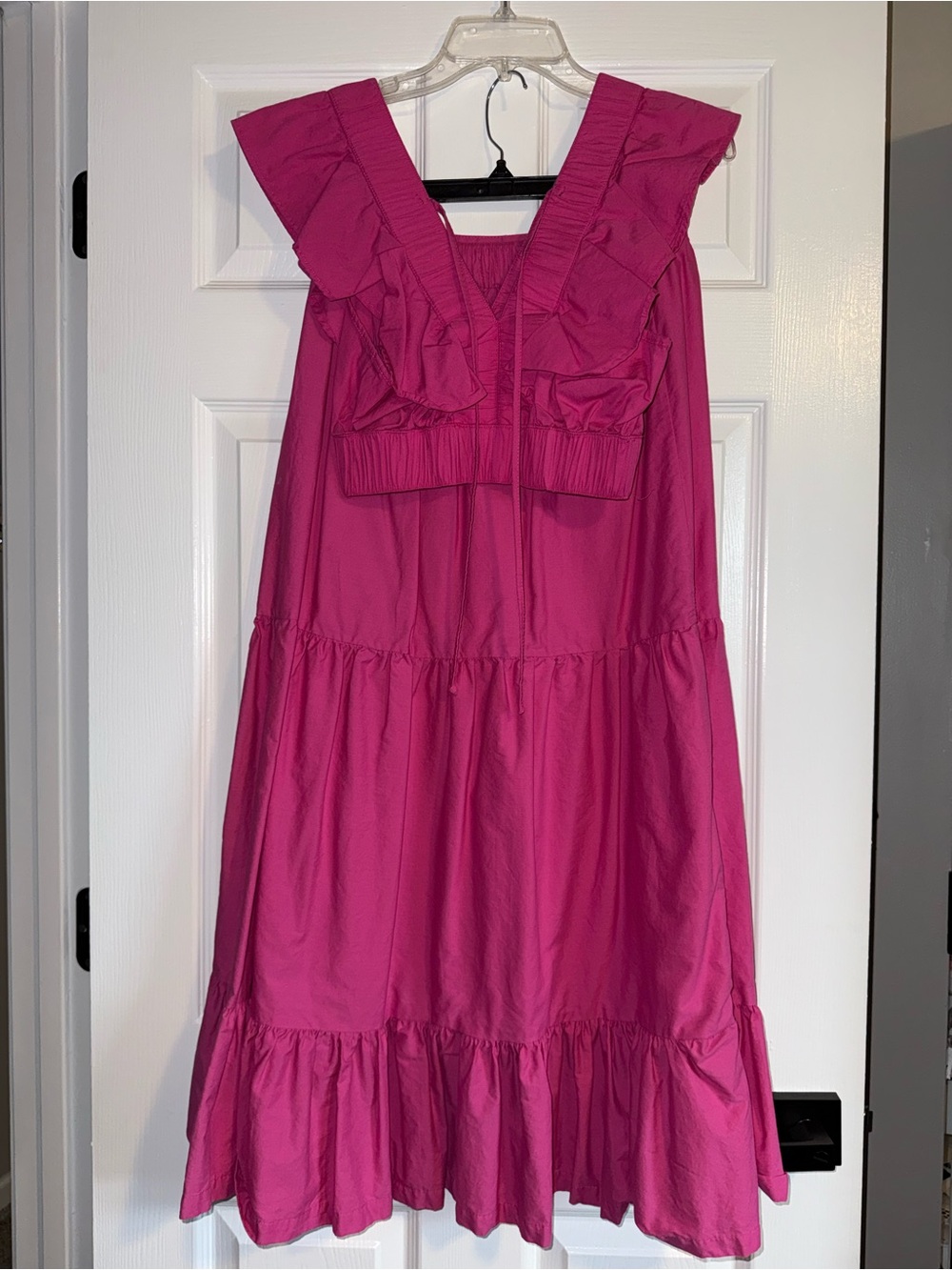 Two Piece Set Ruffle Neck Sleeveless Dress - Hot Pink